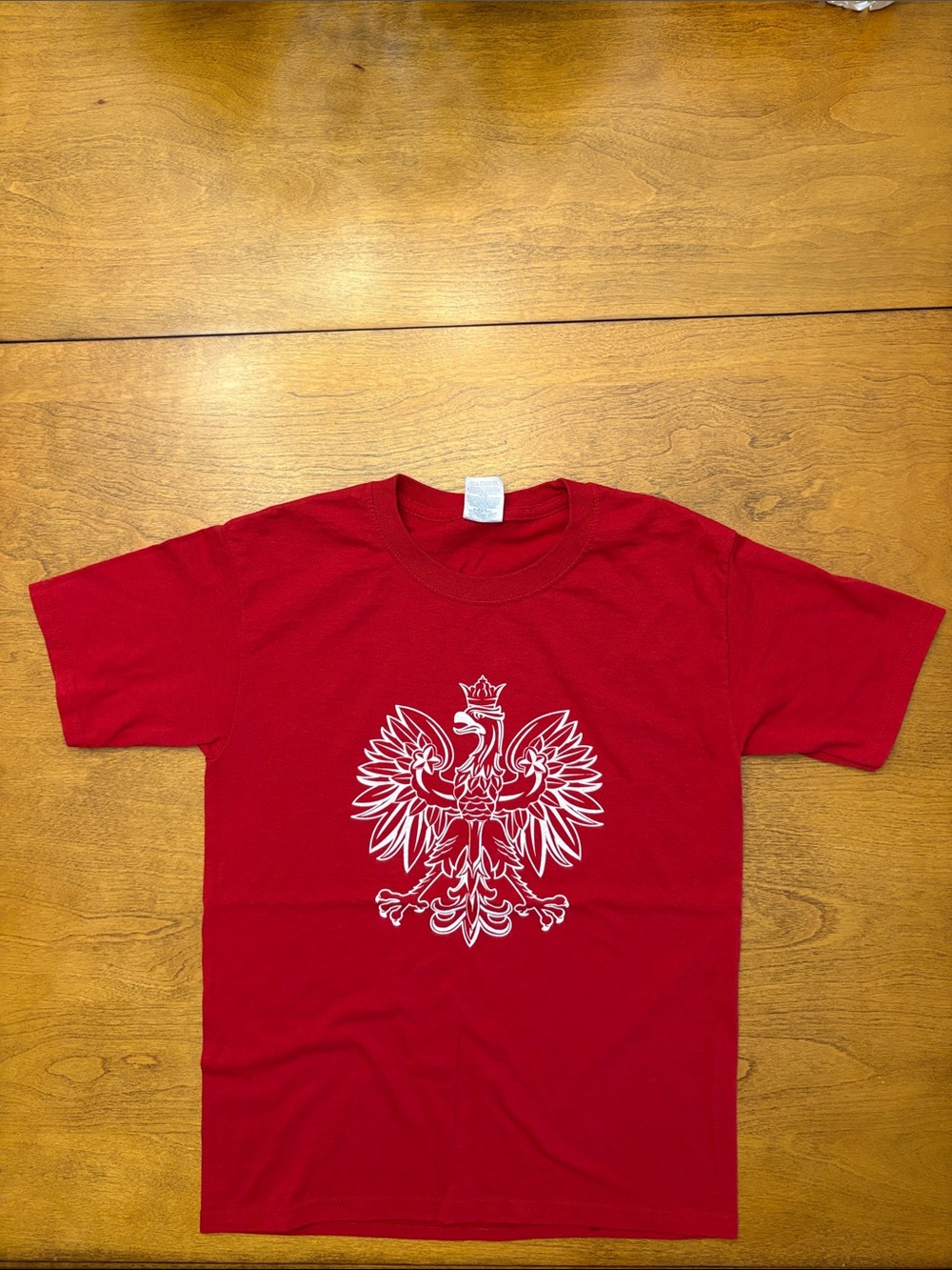Red Graphic T-Shirt with White Polish Eagle (the coat of arms of Poland)🇵🇱